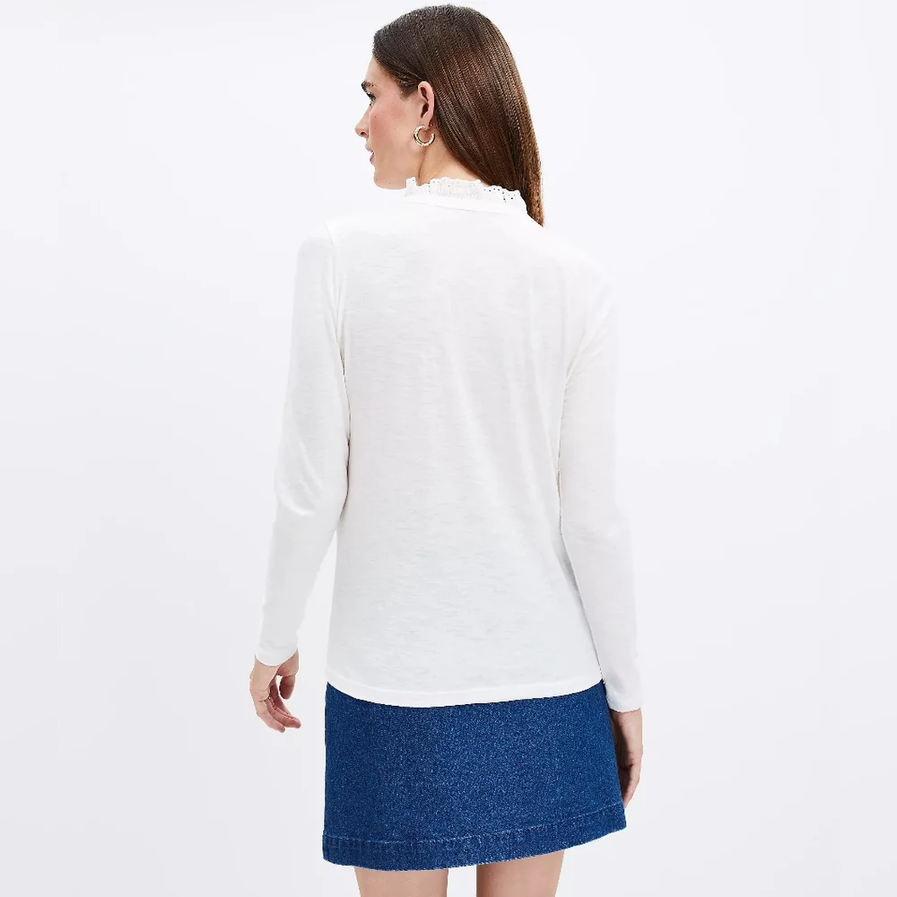 Loft Eyelet Ruffle Henley Top - Picture 2 of 4